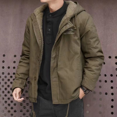 秋冬季新款潮牌宽松加厚保暖休闲棉衣男保暖运动复古连帽短款棉服
