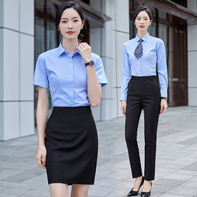 职业套装女夏季酒店前台接待工作装短袖衬衫裙子两件套工作服正装