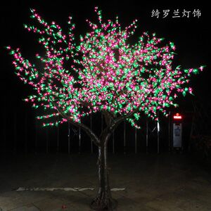 LED仿真樱花桃花树灯红花绿叶 户外防水发光灯景观庭院装饰树灯