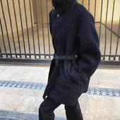 圈圈毛简约韩系大衣 羊毛毛呢系腰带冬季 收腰气质高级感呢外套女