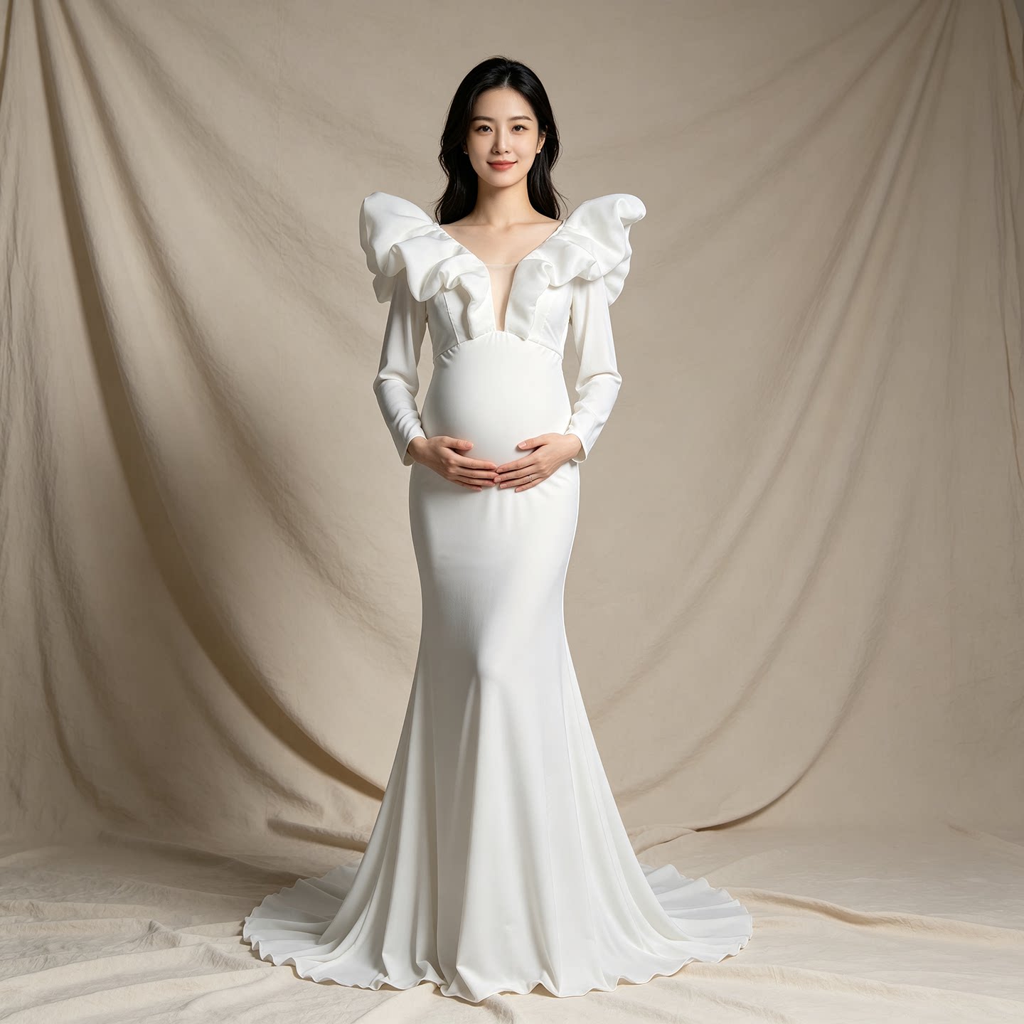 YEWEN孕妇婚纱法式轻奢高级质感