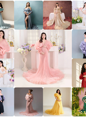 孕妇拍照服装出租押金高级华丽孕期写真影楼摄影礼服租赁押可退