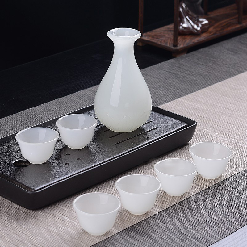 卡丝拉狄 白玉陶瓷白酒杯套装 家用分酒器 黄酒清酒壶小酒盅酒具