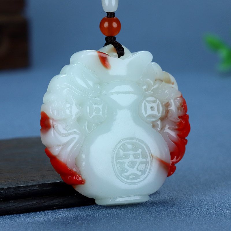 福在眼前挂件项链坠鸡血玉