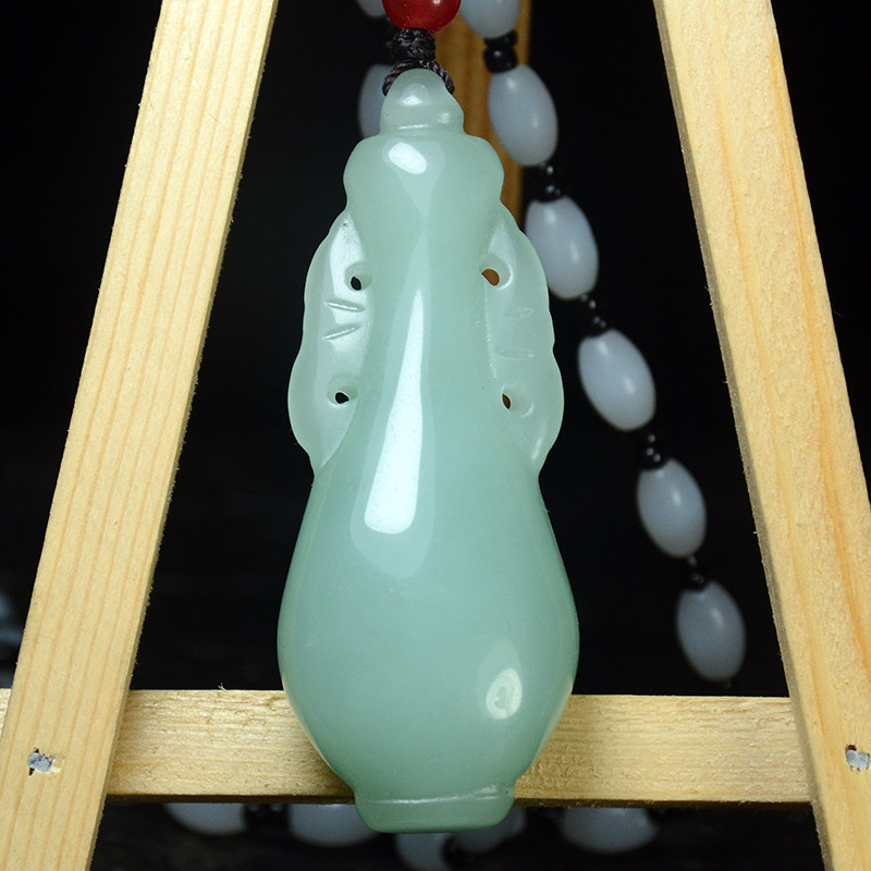和田玉花瓶吊坠青白玉双耳平安玉瓶挂件玉坠玉佩东陵玉花瓶项链坠