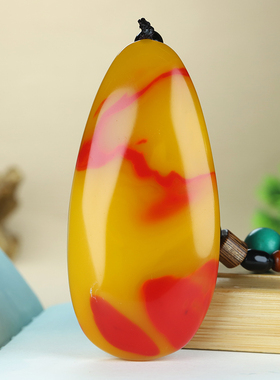 新疆黄龙玉原石手把件金丝玉