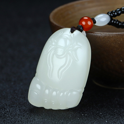 新疆和田玉知足常乐小脚丫吊坠挂件白玉足行天下玉佩玉石玉坠项链