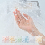 雪花网纱布料植绒梅花服装 饰娃衣面料 连衣裙蚊帐窗帘浪漫背景装