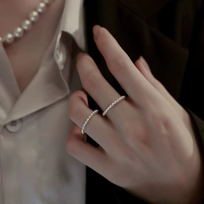 迷你小粒灯泡天然淡水珍珠串戒指K黄金金豆女款小珠简约甜美高级