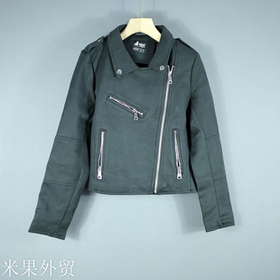 春秋仿鹿皮绒短款 复古机车服 皮衣夹克外套 外贸原单 微瑕疵