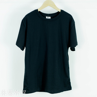 拍一发二 外贸原单男女同款圆领纯棉T恤休闲百搭上衣打底