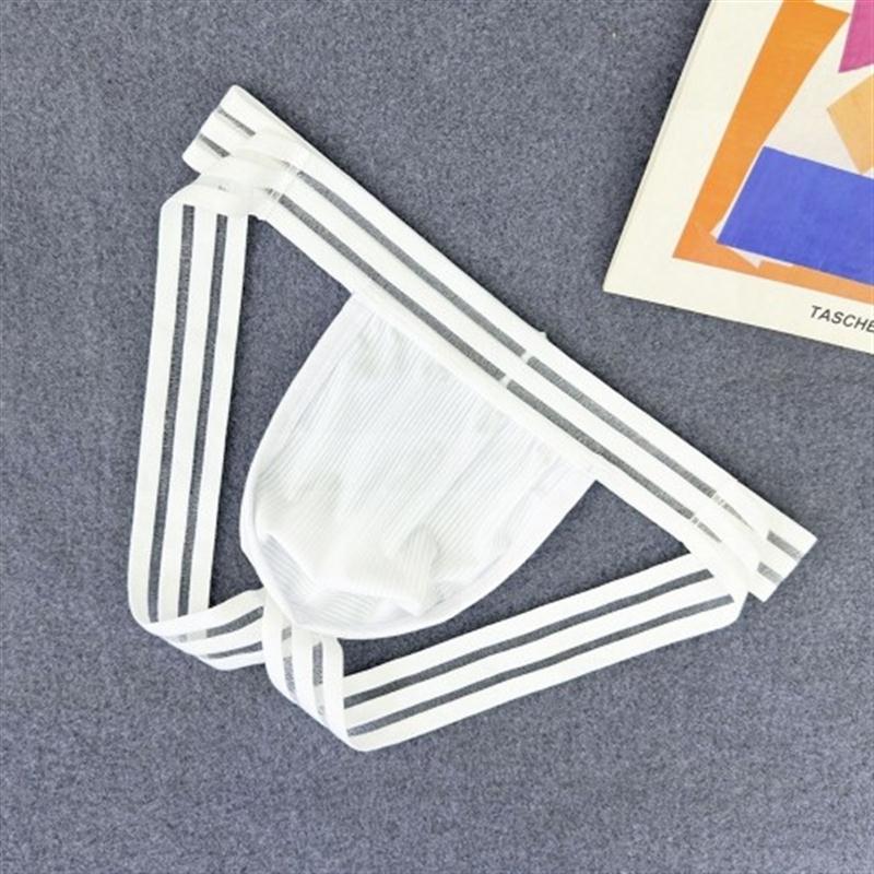 男士性感内裤冰丝网纱条形双丁提臀镂空低腰时尚修身个性丁字裤头