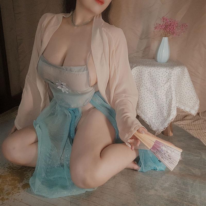 睡衣女性感汉服大码胖mm内衣肚兜吊带古风装情趣制服套装纯欲诱惑