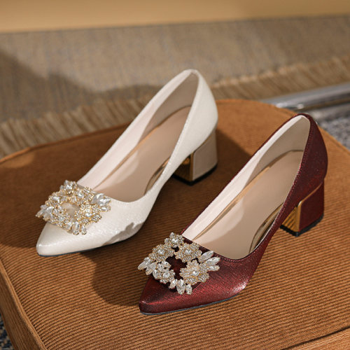 高端喜婆婆喜妈妈粗跟婚宴高跟鞋