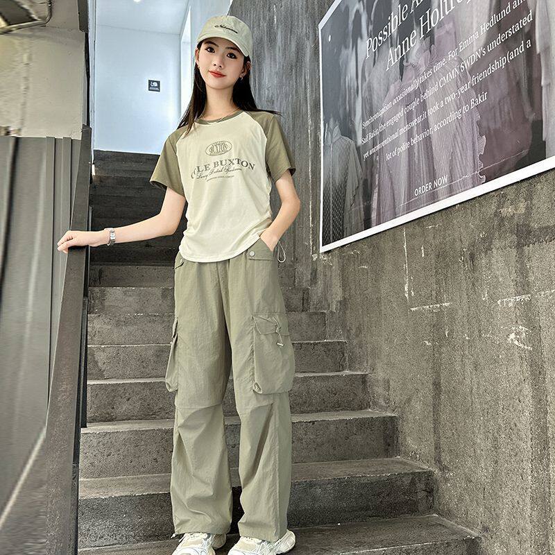 女大童夏装2026新款套装儿童洋气夏季中学生女童运动工装裤潮酷款