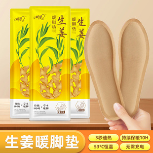 暖纯冬季 垫暖脚足贴神器暖宝宝艾草生姜发热帖男女免充电 自发热鞋