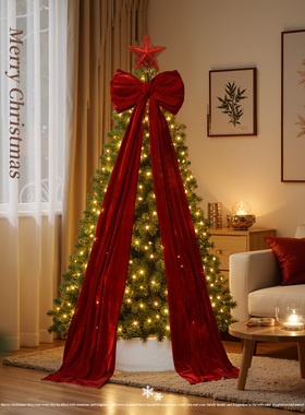 【工厂】1.6/2米植绒红色蝴蝶结挂件圣诞树挂饰装扮圣诞节装饰品