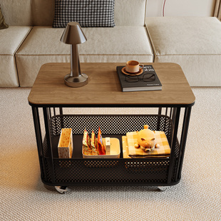 岩板客厅沙发边几灯光感应可移动茶几小推车简约现代艺术边几角几