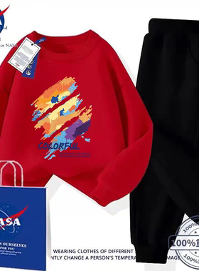 NASA联名涂鸦印花潮牌卫衣套装春秋冬男女学生卫衣运动服班服定制