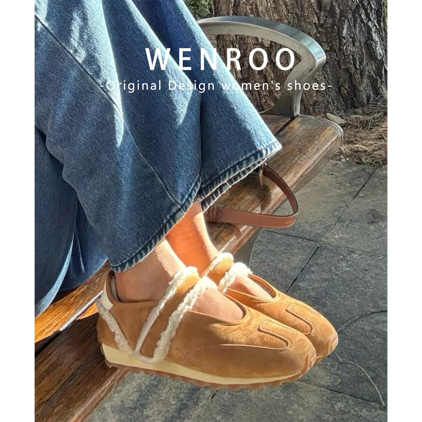 真皮版浅口魔术贴毛毛芭蕾德训鞋