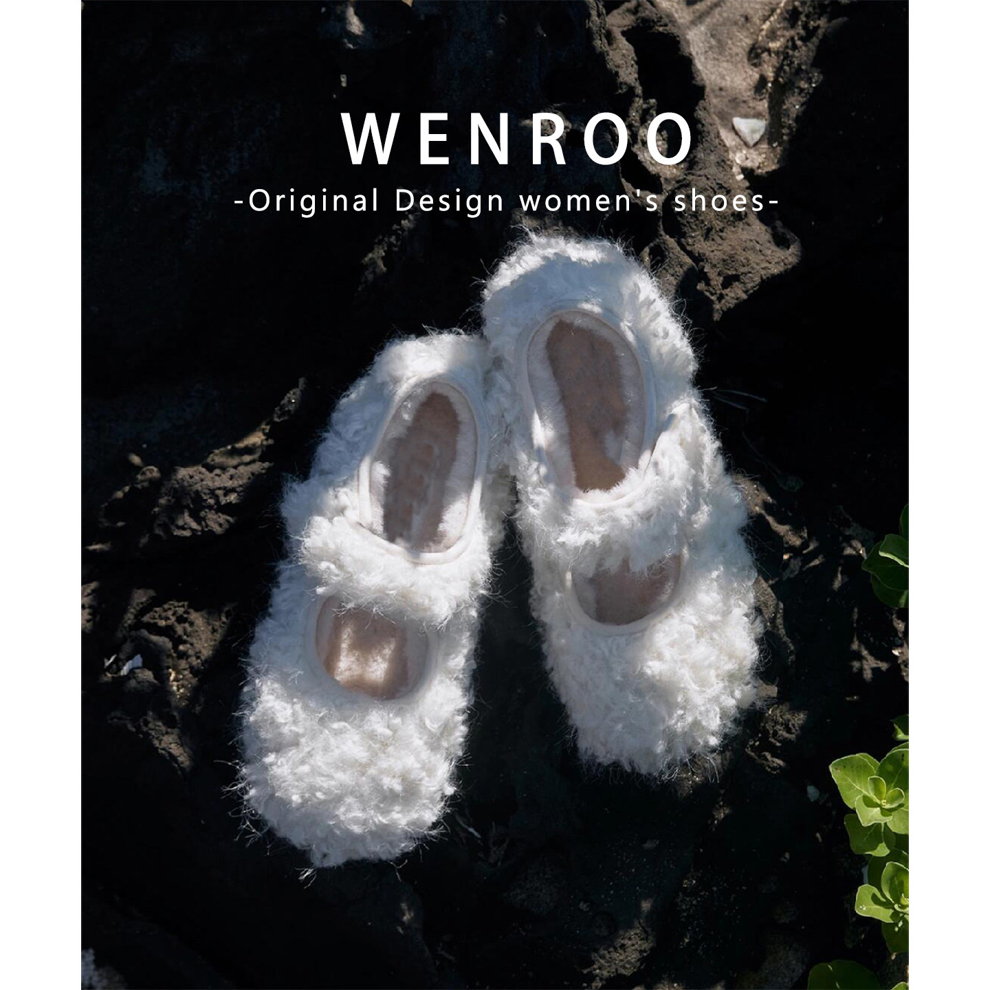 白色羊羔毛毛玛丽珍平底鞋女2025秋冬新款厚底加绒白色豆豆棉单鞋