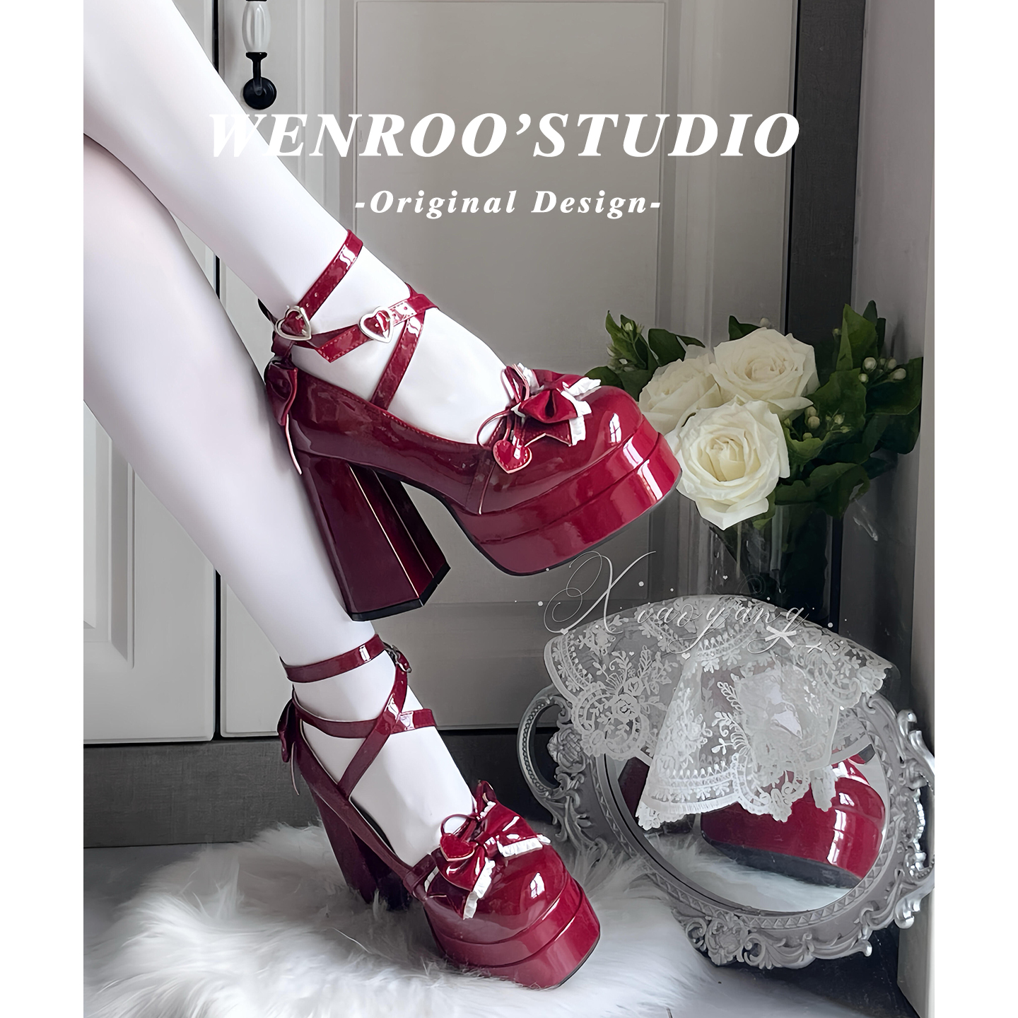 Lolita蝴蝶结防水台玛丽珍高跟鞋