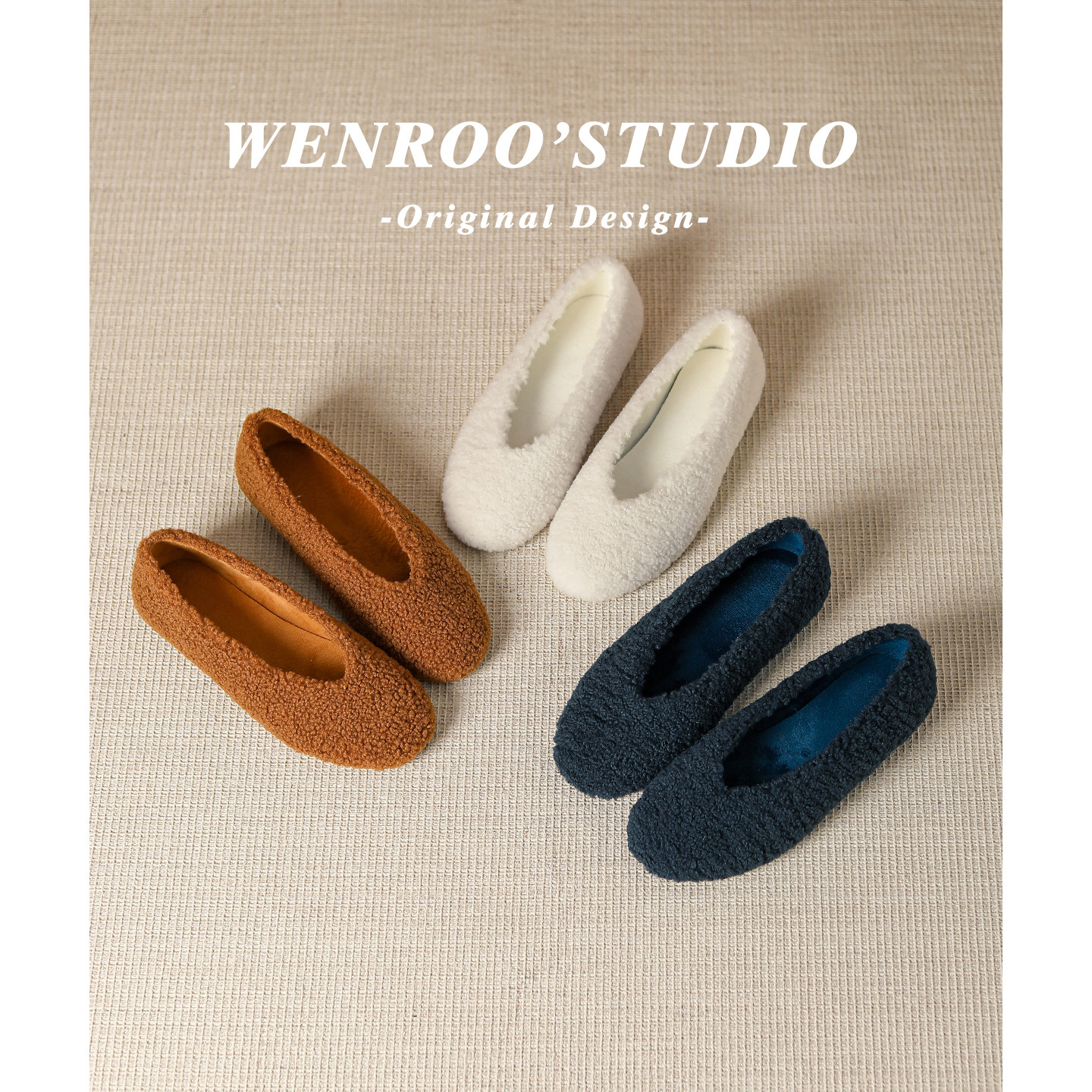 法式羊羔绒平底芭蕾风毛毛鞋女秋冬新款复古温柔晚晚风加绒棉单鞋