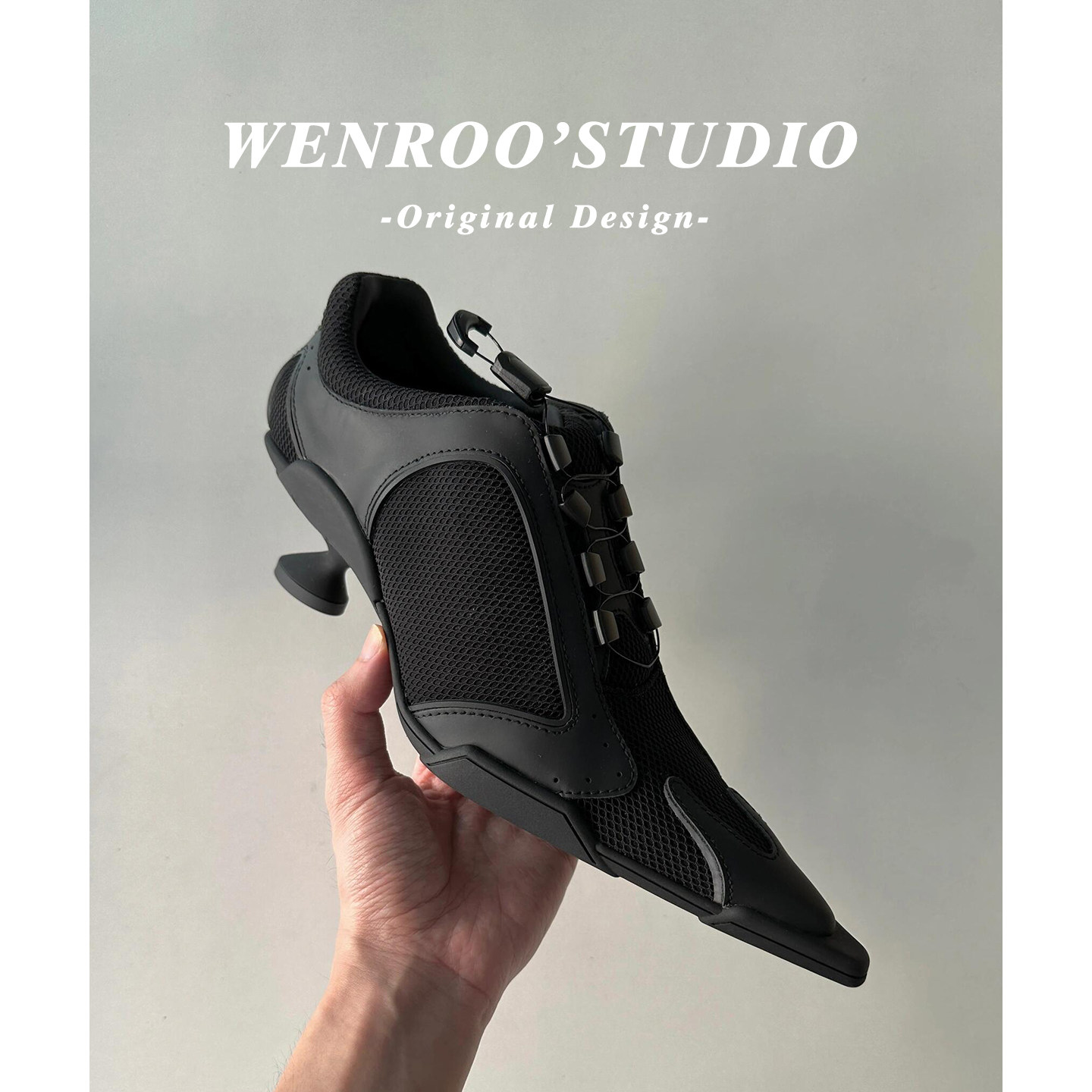 黑武士风束带尖头异型拳击鞋女2026春季新款复古小众深口高跟单鞋,女鞋,深口单鞋,淘宝优惠券,粉丝福利购,淘宝优惠卷