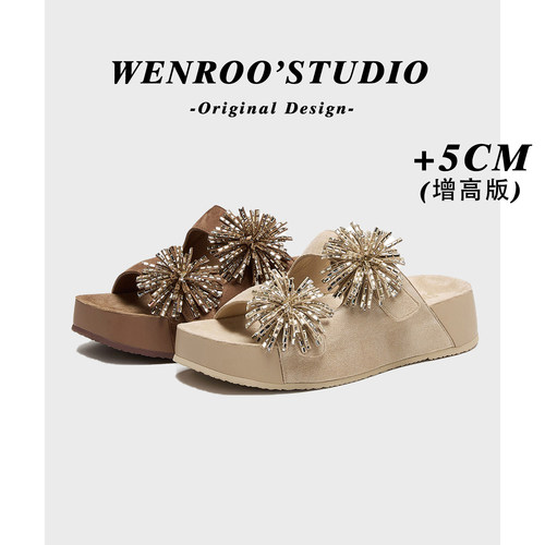 高级感设计烟花厚底勃肯凉鞋女夏