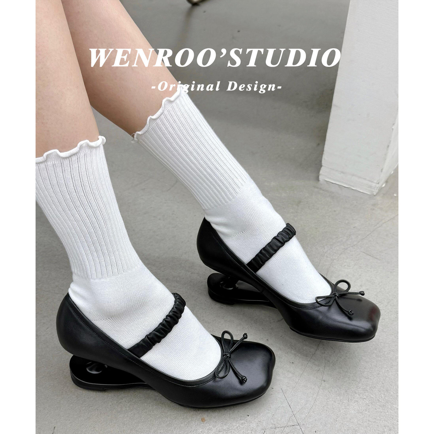 黑色复古蝴蝶结异型跟玛丽珍单鞋2026新款小众设计法式芭蕾高跟鞋
