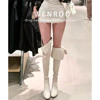 坡跟内增高过膝长筒靴女2025秋冬