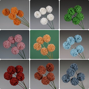 新款大花大葱球单枝蒲公英婚礼装饰花材仿真花塑料假花艺插花婚庆