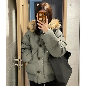 2024年冬季新款大毛领羽绒服女短款加厚面包服韩版小个子宽松外套