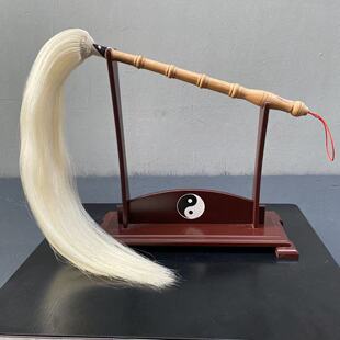 老桃木手工精编太极拂尘道家真马尾拂尘汉服法器赶蚊子法器摆件