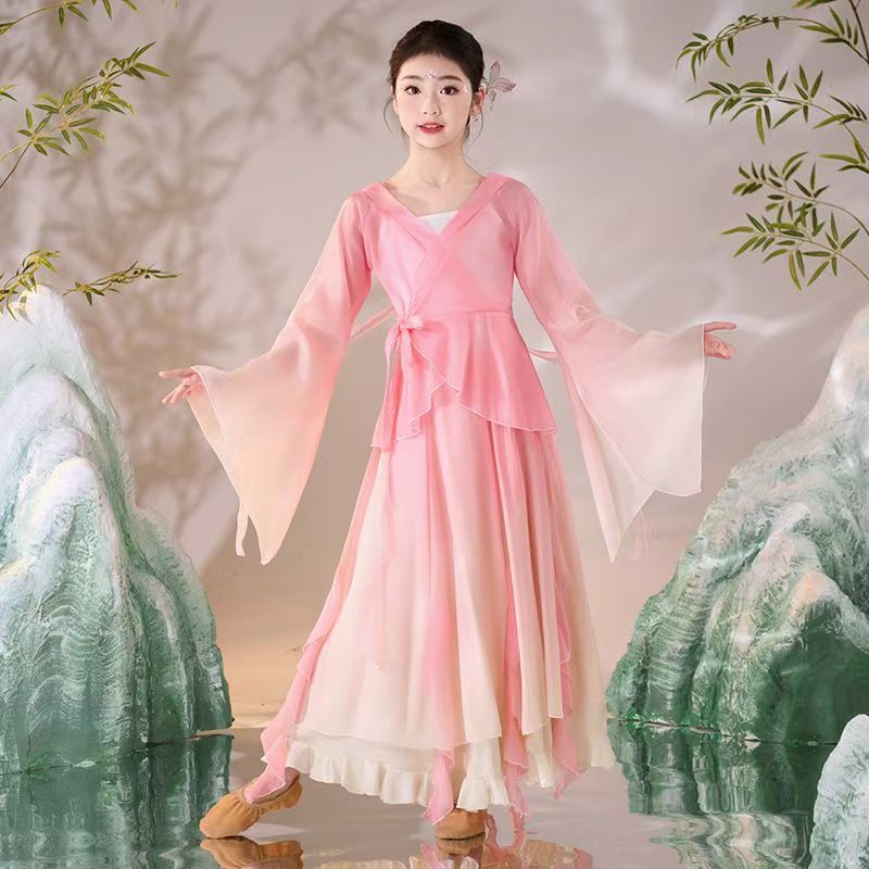 中国舞古风粉色裙子演出服出租