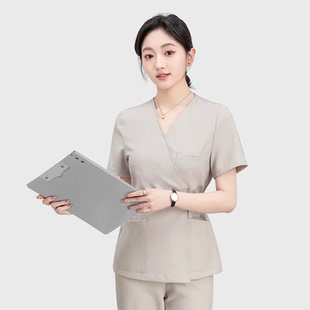 美容师工作服女高端美容院皮肤管理师工服美容SPA藏蓝浅灰美容服