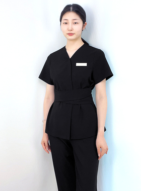 美容师工作服女新款美容院皮肤管理养生疗愈SPA技师服黑色秋冬款