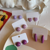 原创 莫兰迪925纯银针ins博主亚克力多巴胺紫色晚晚耳环耳钉耳饰