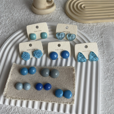 原创《希腊的蓝》韩系耳钉