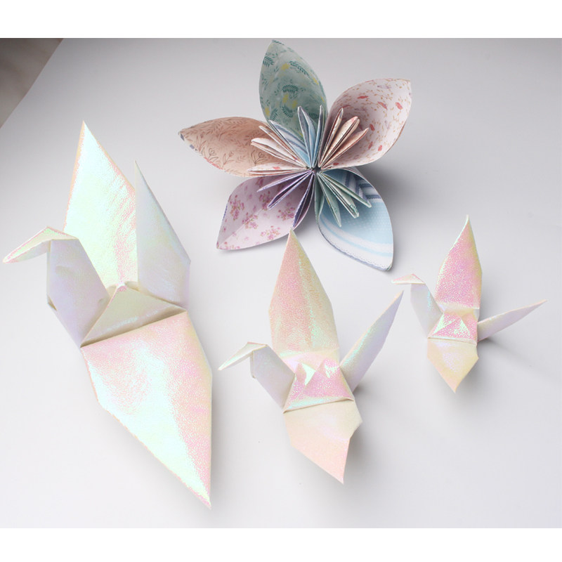 30厘米珠光白色千纸鹤折纸成品手工装饰品 酒店婚礼餐厅布置道具