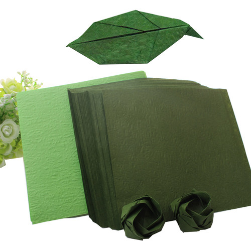 彩色皱纹纸手揉纸diy手工川崎玫瑰花樱花材料纸制作绿色叶子花萼