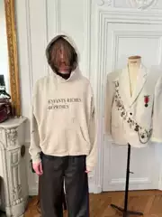 Erd Melancholy Rich Second Generation Slogan Washed Splash-Ink Wormhole Hoodie Sweatshirt American Casual White Jingting Same Style