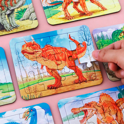 儿童恐龙汽车拼图0-2-3到6岁幼儿园男孩平图宝宝益智玩具