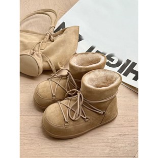 真皮保暖加厚面包棉鞋 冬季 女厚底防滑短靴女 爆款 雪地靴女2025新款