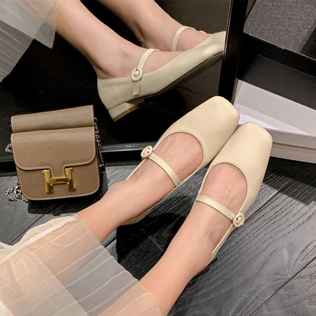 鞋子女2026年新款平底单鞋潮小众浅口春季方头小皮鞋真皮玛丽珍鞋,女鞋,玛丽珍鞋,淘宝优惠券,粉丝福利购,淘宝优惠卷