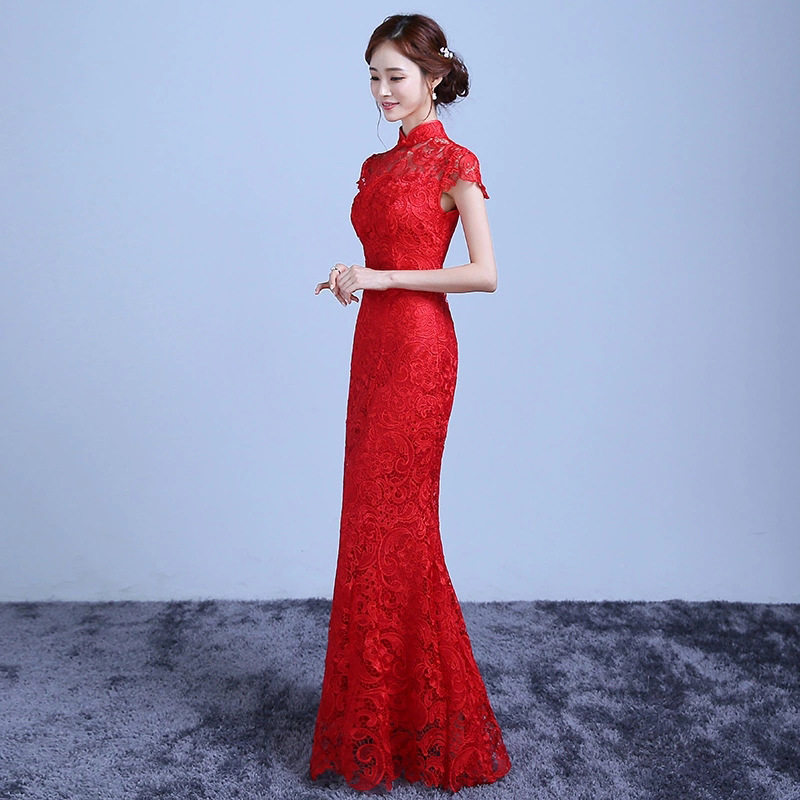 鱼尾蕾丝改良旗袍2025新款夏季结婚敬酒服长款性感修身显瘦