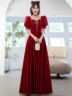 新娘长款敬酒服订婚回门出阁答谢宴礼服裙高品质缎面大码孕妇可穿