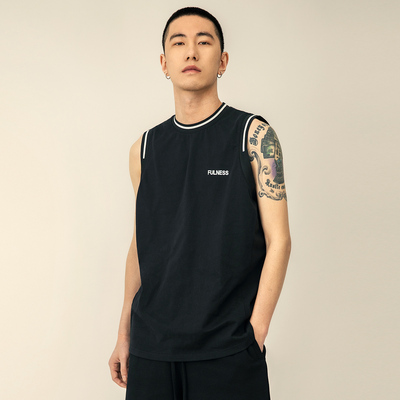 美式高街拼接字母印花运动背心