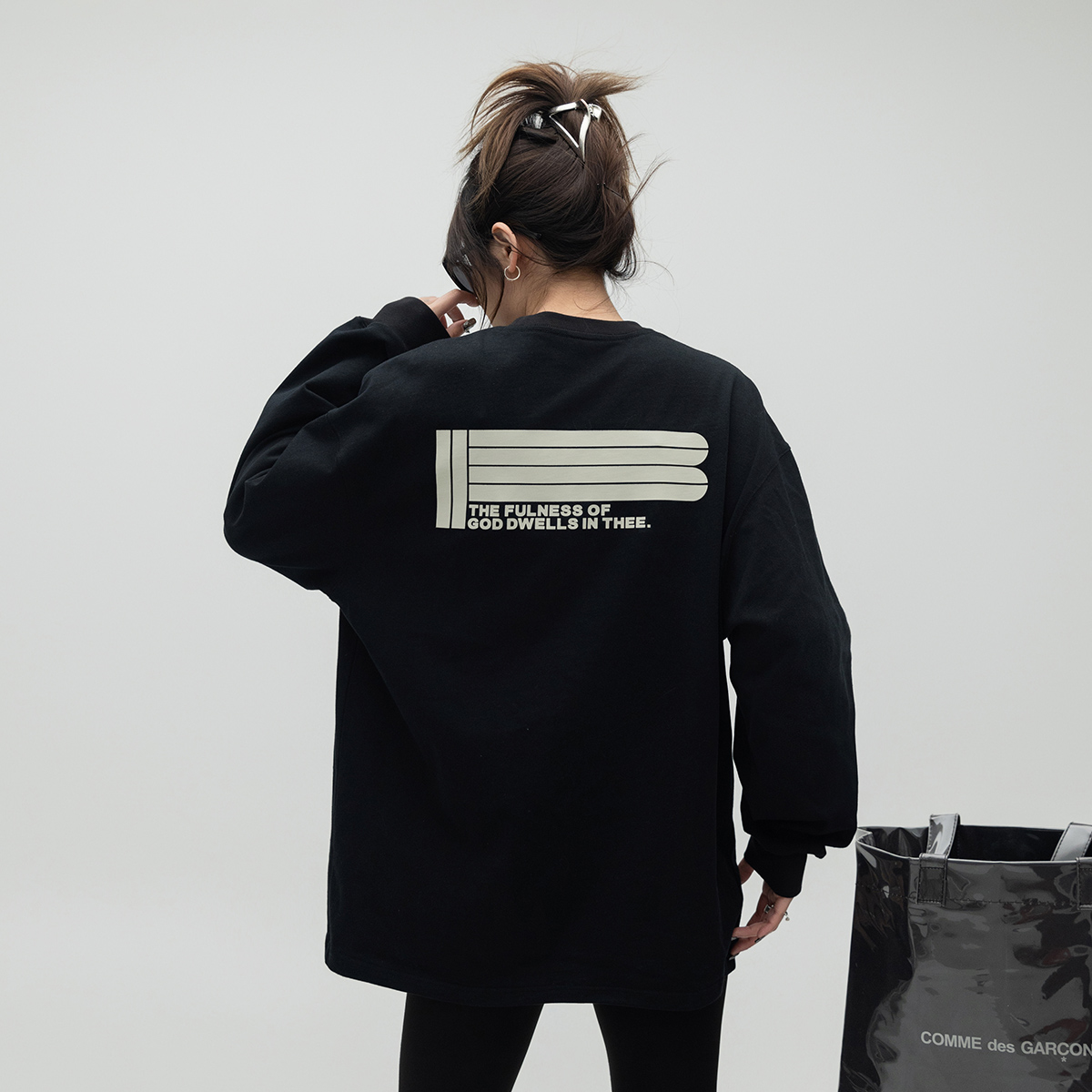 ONE PASS 美式高街字母印花长袖T恤女潮流百搭情侣打底衫T恤上衣