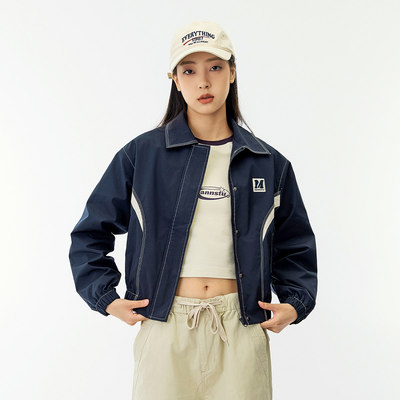 美式复古休闲宽松翻领夹克